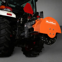 SG24 stump grinder mounted on the 3-point hitch of a compact tractor