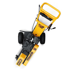 SGR1500 stump grinder viewed from above and behind showing the handlebar and controls