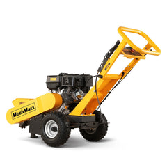 SGR1500 stump grinder rear three-quarter view with towable wheels