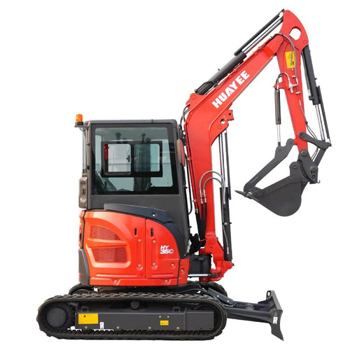 IronPeak Titan 3500 mini excavator side view boom raised hydraulic thumb