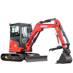 IronPeak Titan 3500 mini excavator front three-quarter view enclosed cab