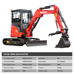 IronPeak Titan 3500 working range 124 in dig depth 207 in reach