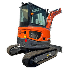 IronPeak Titan 3800 UF mini excavator rear three-quarter view Kubota engine bay